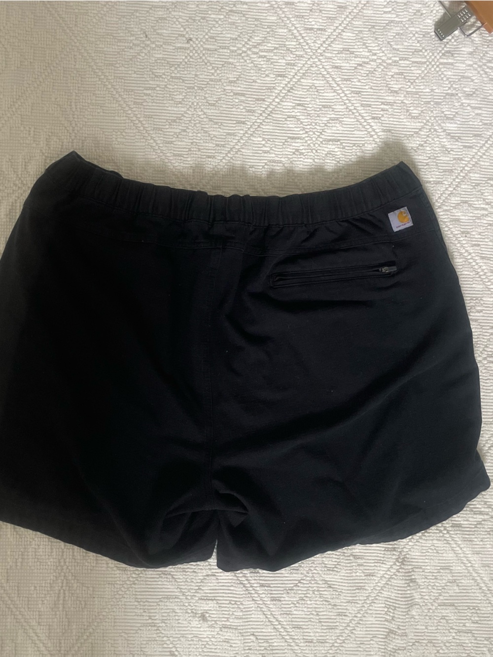 Carhartt Black Elastic Waist Shorts with Back Zip Pocket and Logo Tag XXL READ
